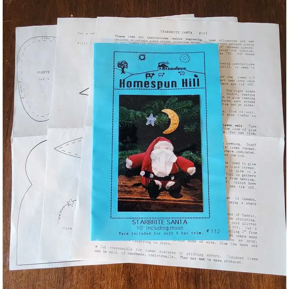 Starbrite Santa Christmas Sewing Craft Pattern Santa & Moon Uncut Vintage